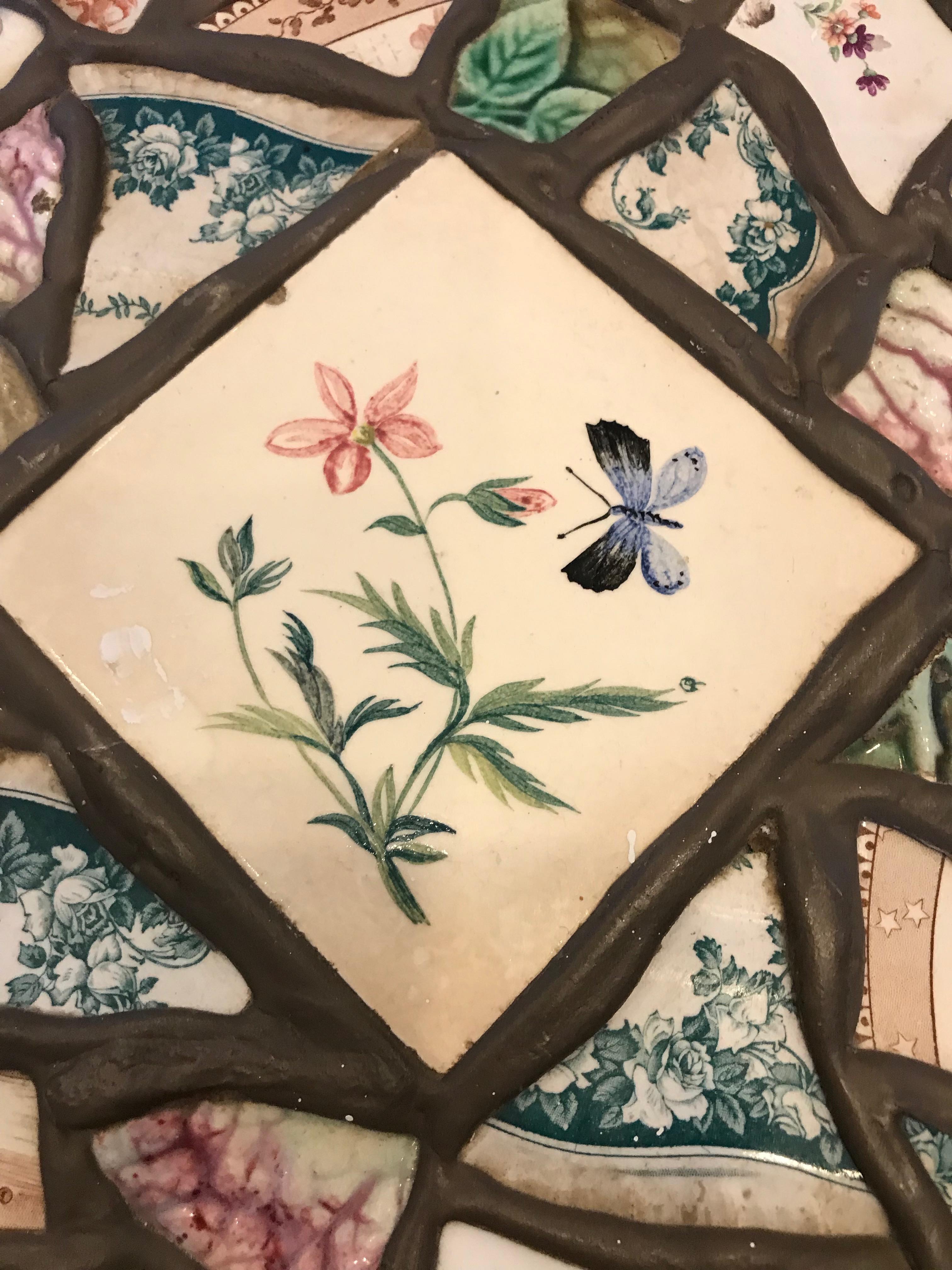Englischer Bambustisch des 19. Jahrhunderts mit „“ Mosaik „“-Platte 5