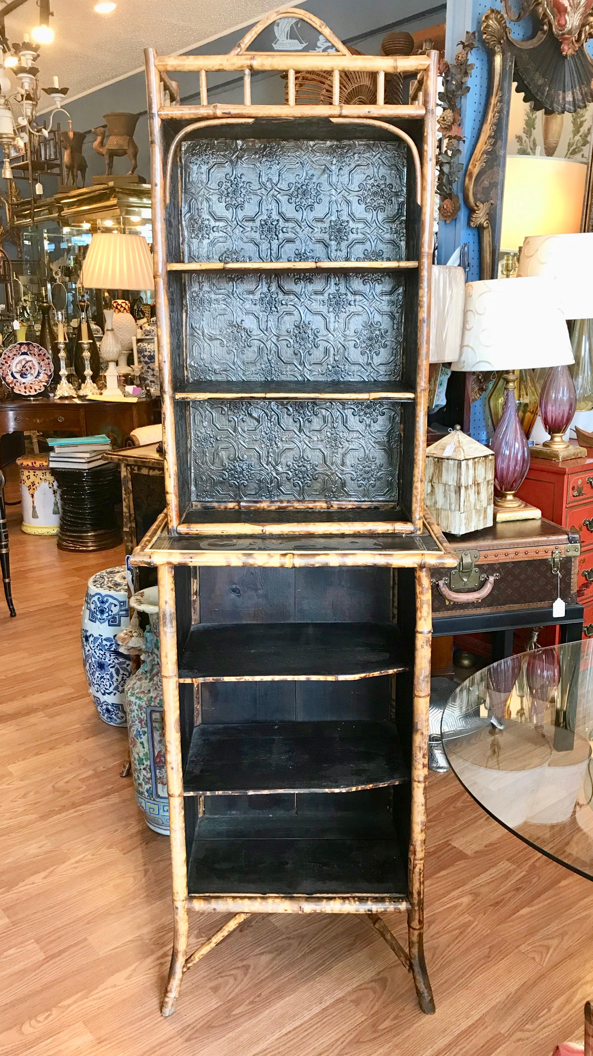 19th Century English Bamboo Tall Bookcase In Good Condition In West Palm Beach, FL