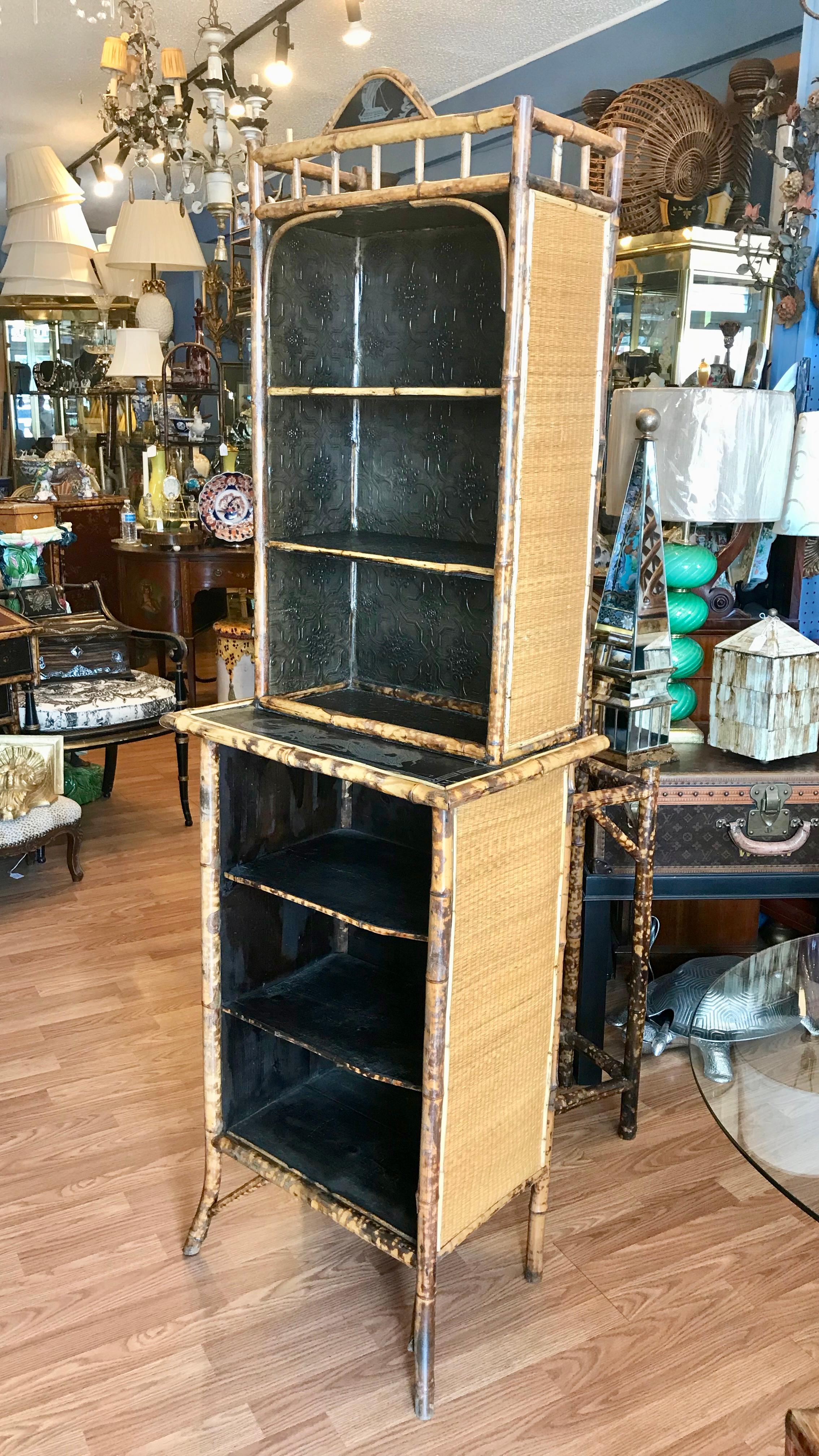 Late 19th Century 19th Century English Bamboo Tall Bookcase