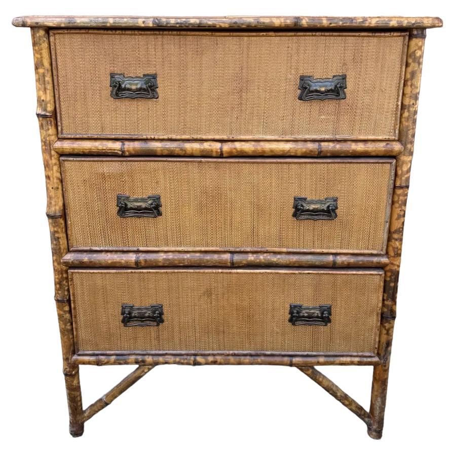 19th Century English Bamboo Three Drawer Chest