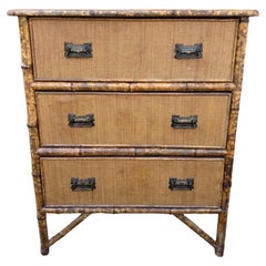 19th Century English Bamboo Three Drawer Chest