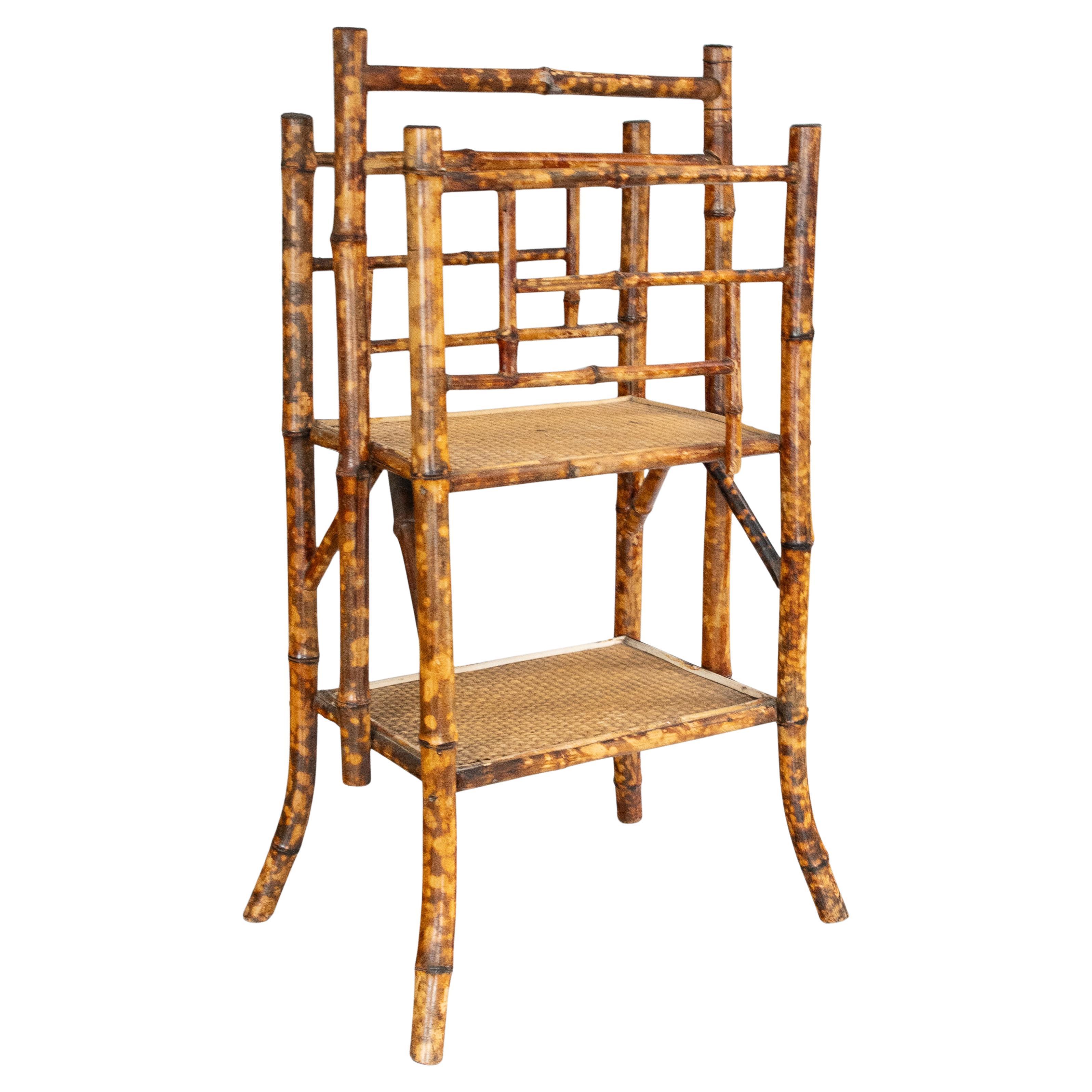 19th Century English Bamboo Tiered Magazine Rack For Sale