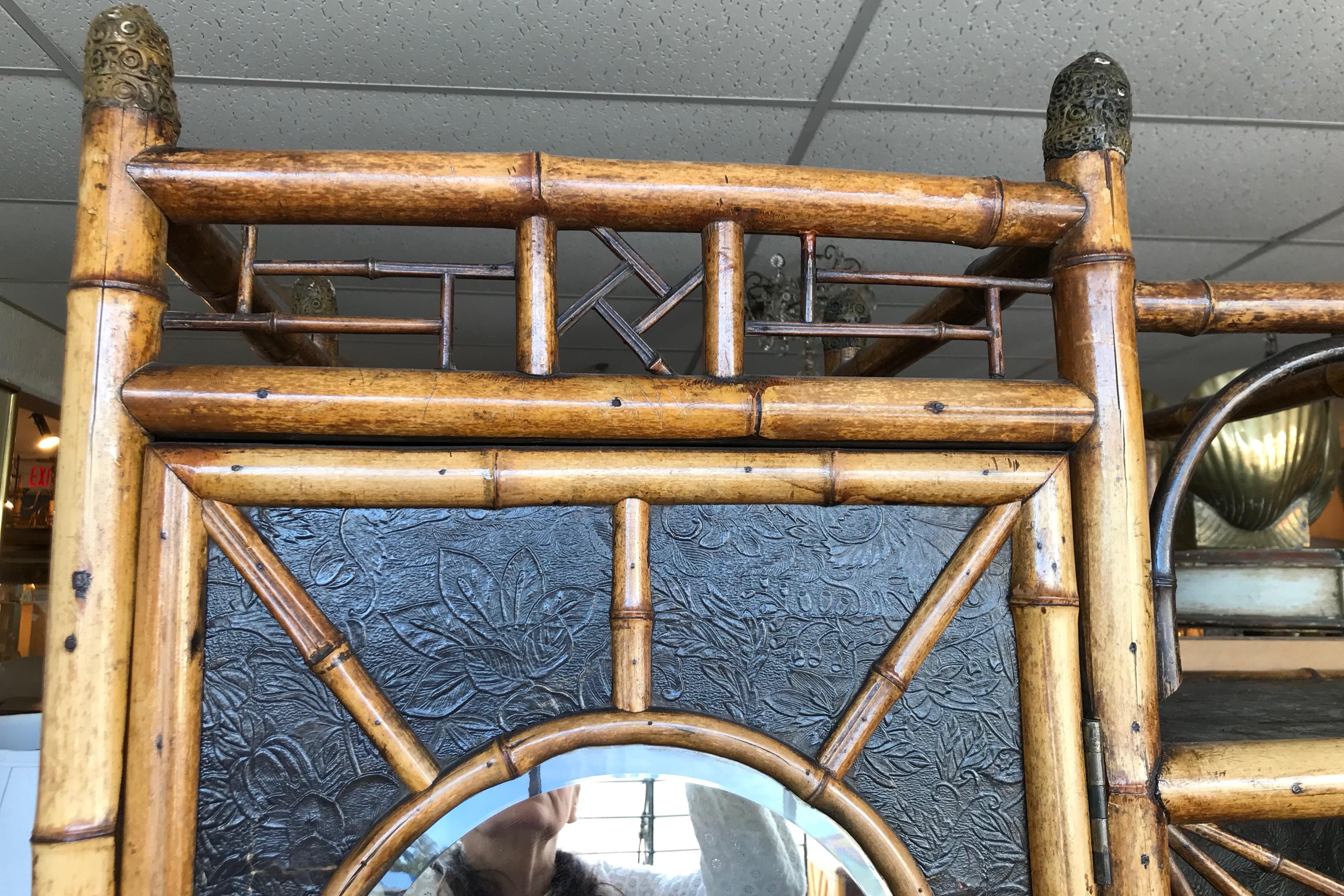 19th Century English Bamboo Wardrobe with Chest of Drawers For Sale 4