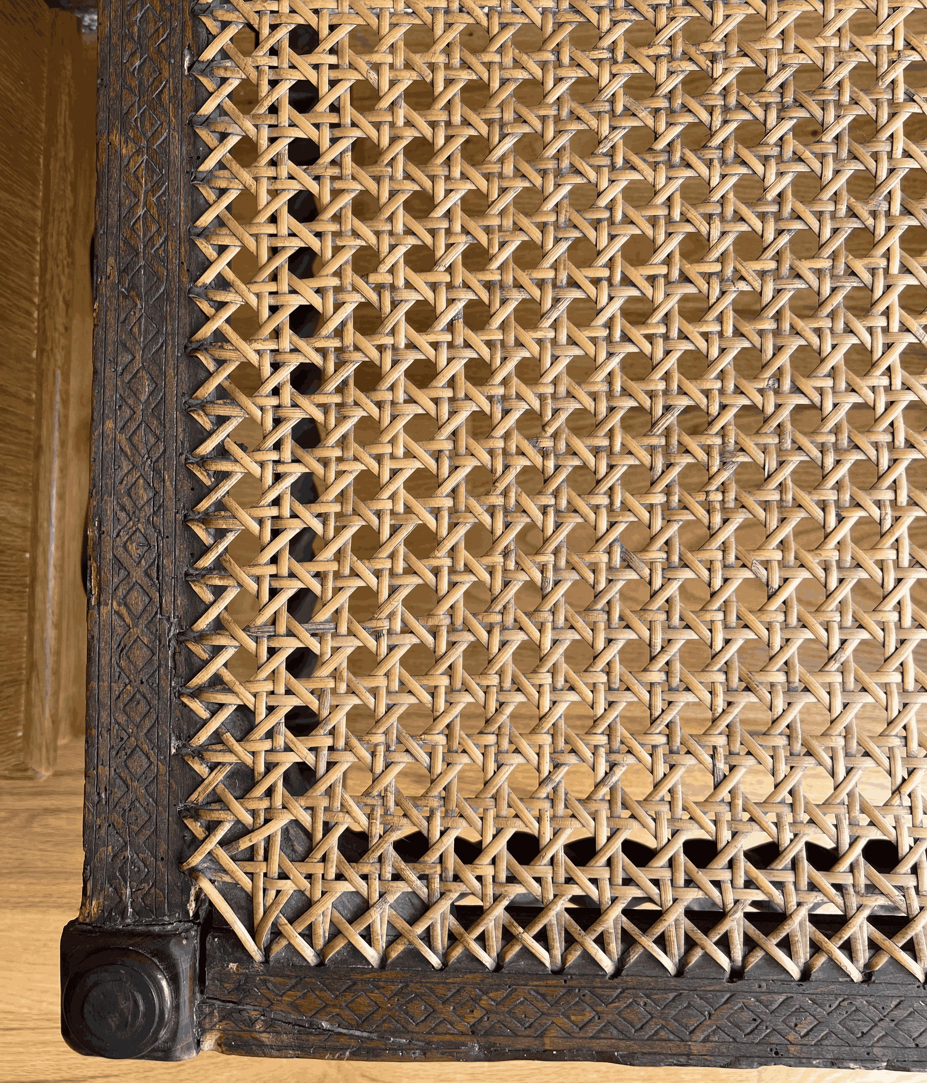 19th Century English Barley Twist Caned Bench 2