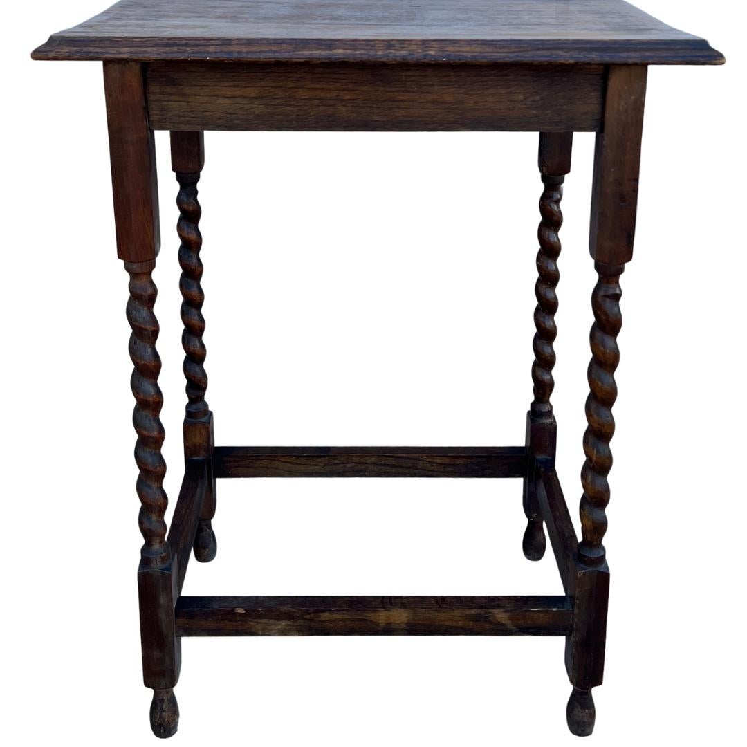 Wood 19th Century English Barley Twist Side Table For Sale