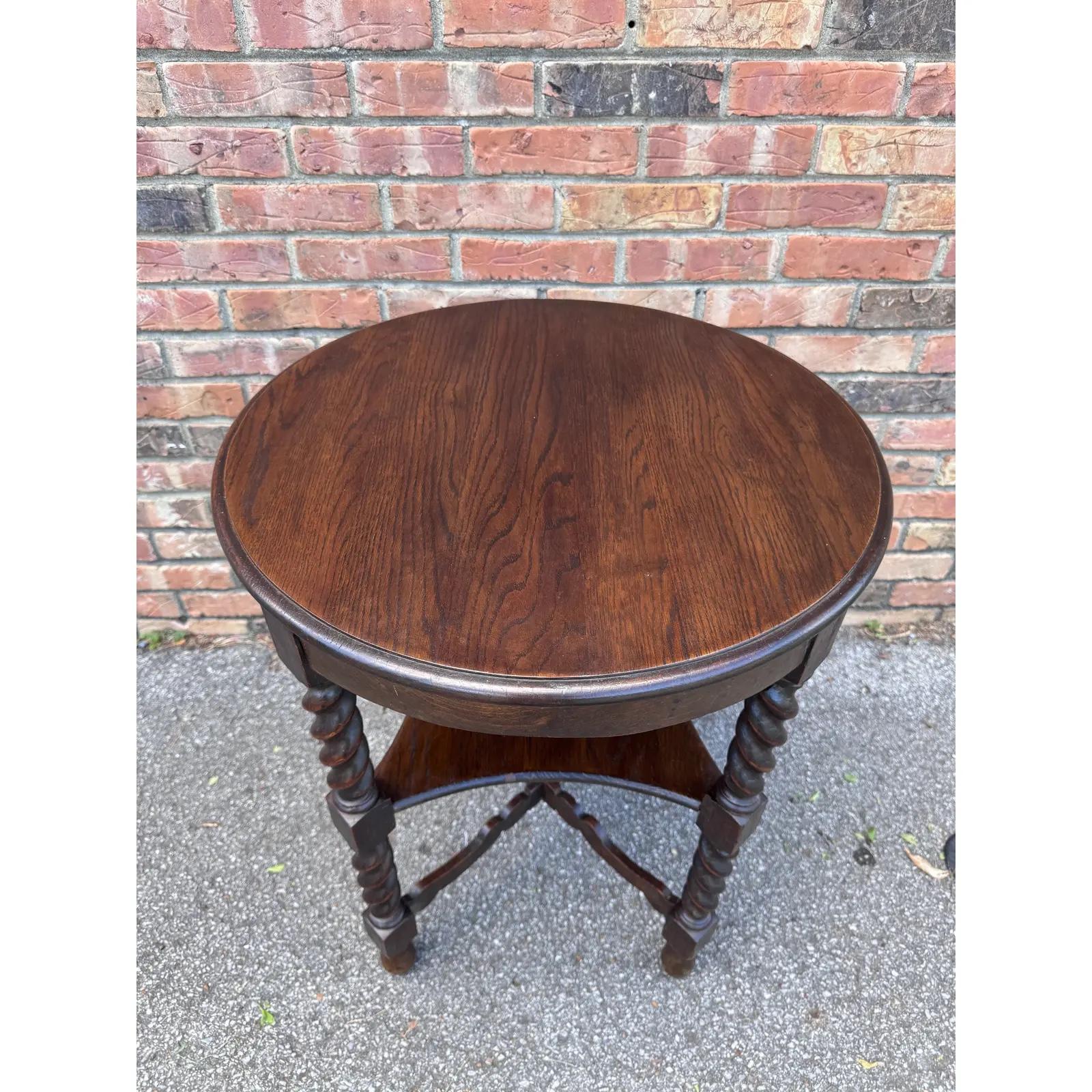 Wood 19th Century English Barley Twist Side Table For Sale