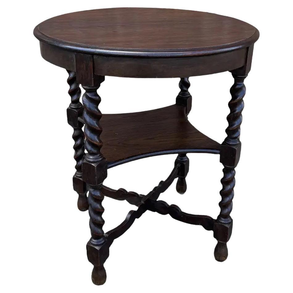 19th Century English Barley Twist Side Table For Sale