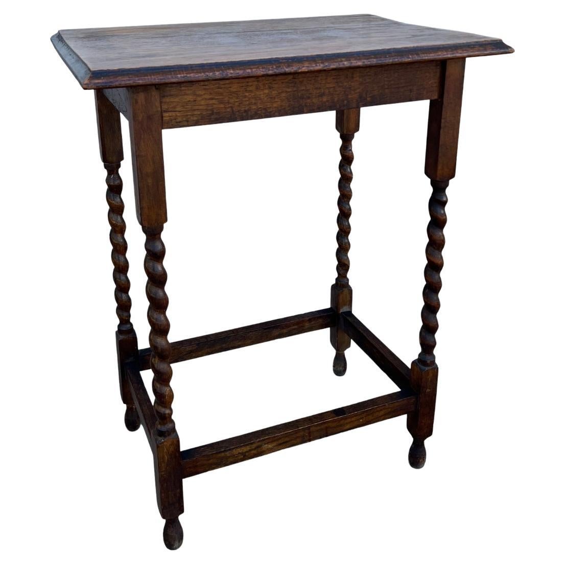 19th Century English Barley Twist Side Table For Sale