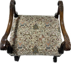 19th Century English Baroque Bench with Ornate Upholstery