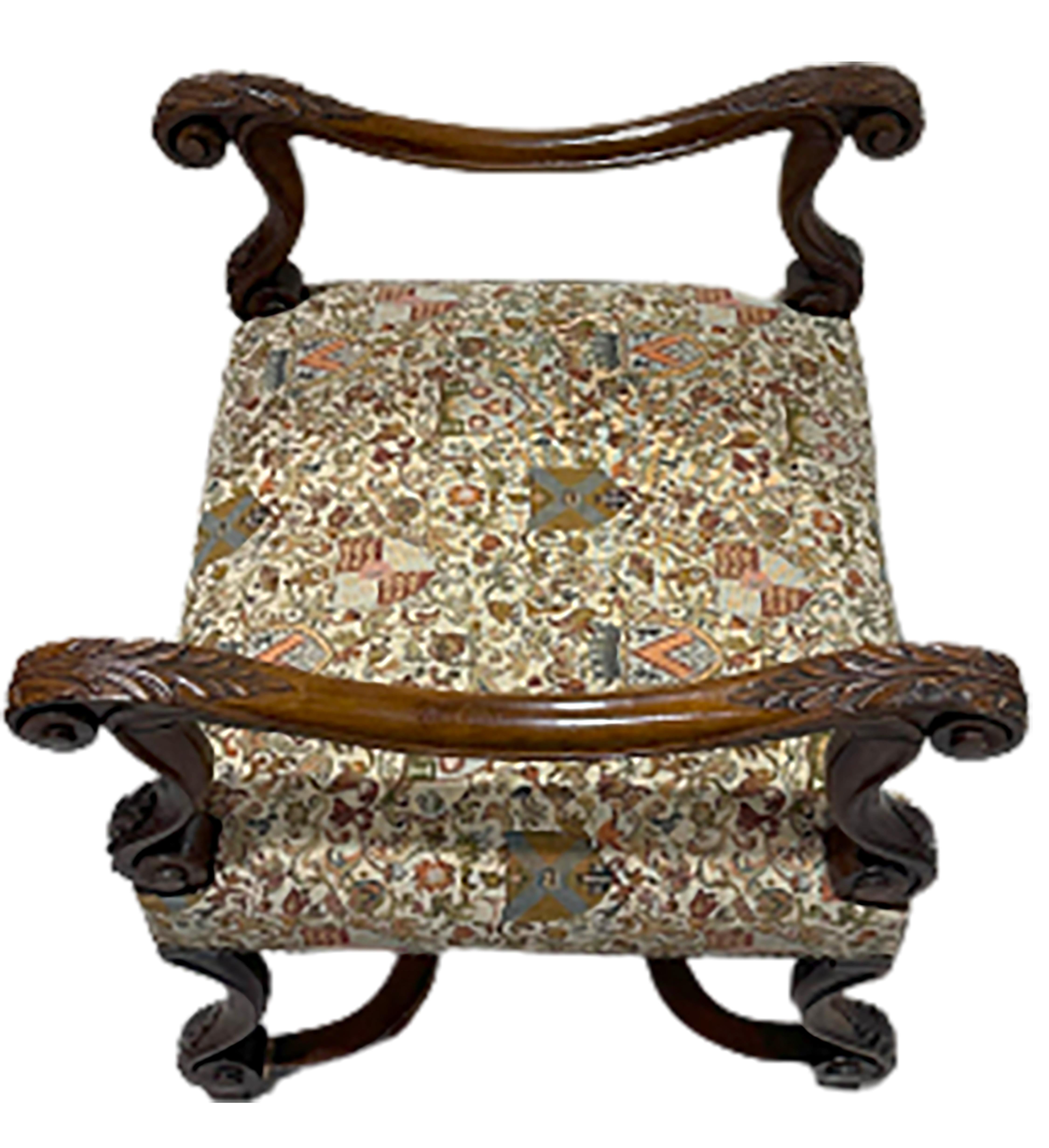 Bois Banc baroque anglais du 19ème siècle avec tapisserie ornée en vente