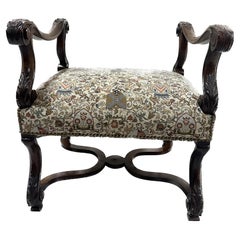 19th Century English Baroque Bench with Ornate Upholstery