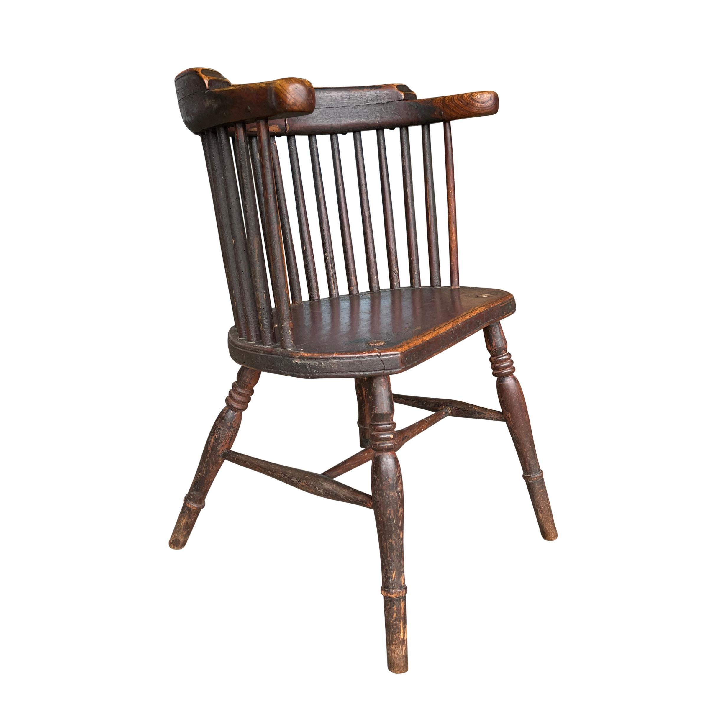 Englischer Windsor-Stuhl mit Fassrückenlehne aus dem 19. Jahrhundert im Zustand „Gut“ im Angebot in Chicago, IL