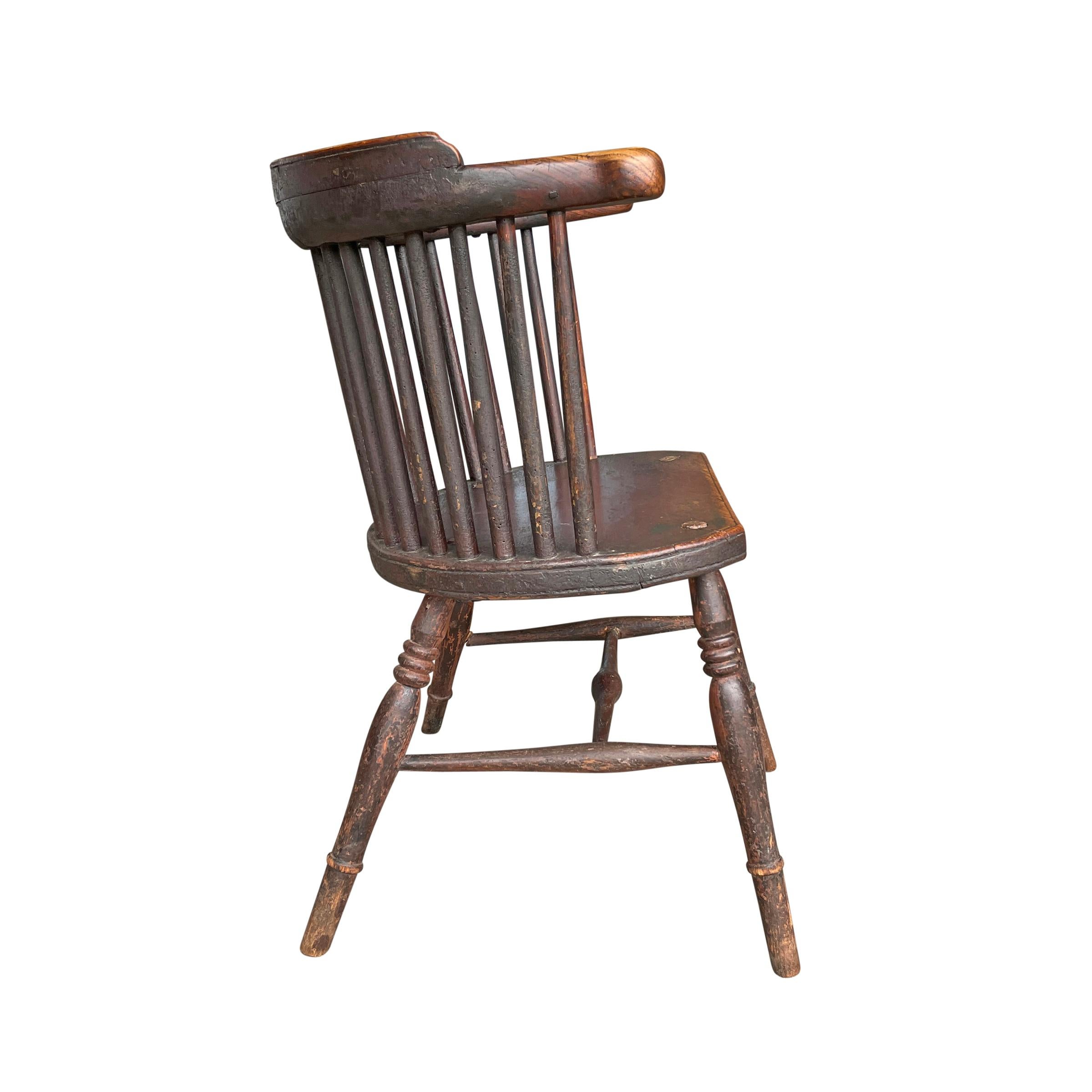 Primitive 19th Century English Barrelback Windsor Chair For Sale