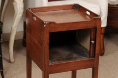 19th Century English Bedside Table in Mahogany with Tamboor Door & Tray Top