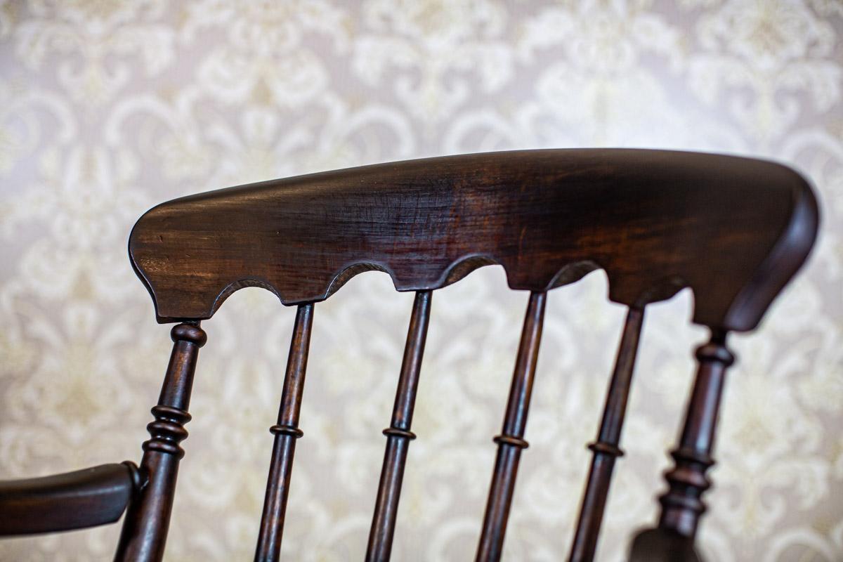 20th Century 19th Century English Beech Armchair in Dark Brown For Sale