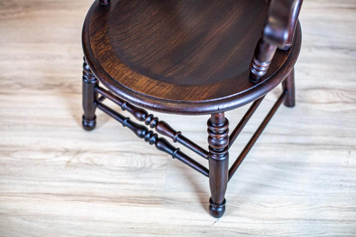 19th Century English Beech Armchair in Dark Brown For Sale 1