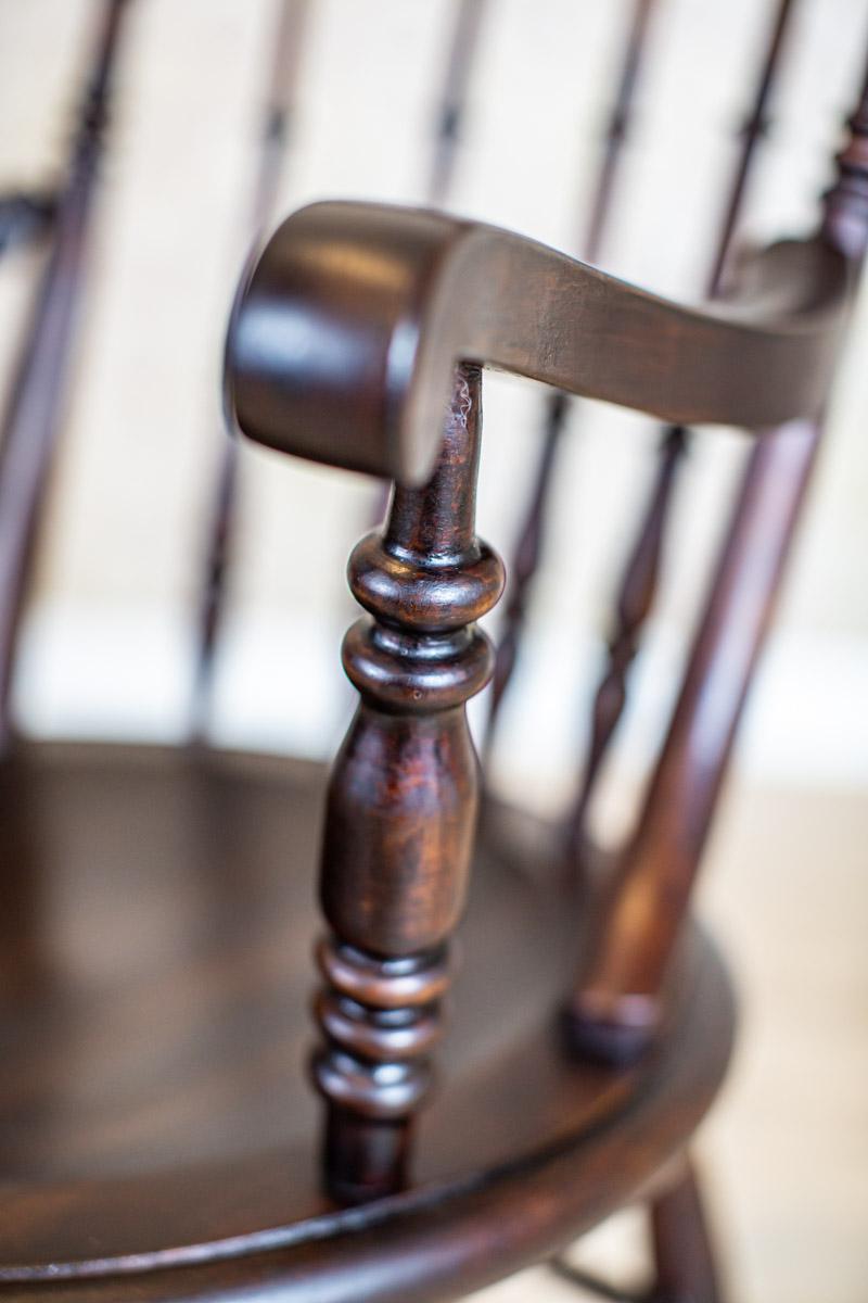 19th Century English Beech Armchair in Dark Brown For Sale 4