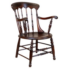 Englischer Sessel aus Buchenholz des 19. Jahrhunderts in Dunkelbraun