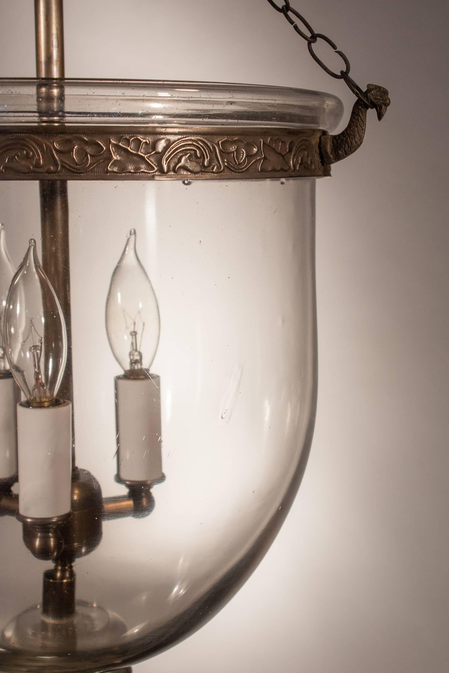 Embossed 19th Century English Bell Jar Lantern