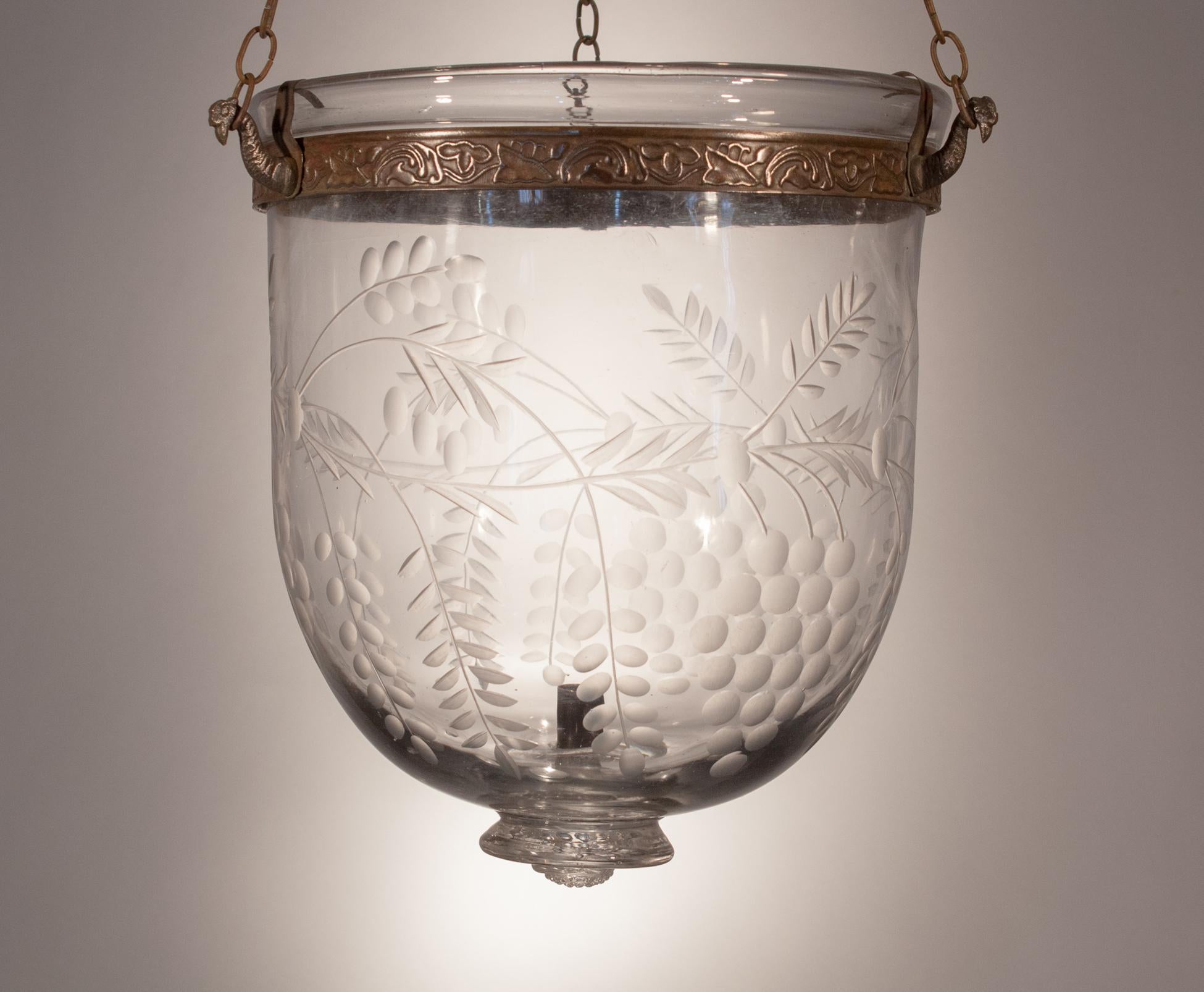  Bell Jar Lantern with Grape Vine Etching 3