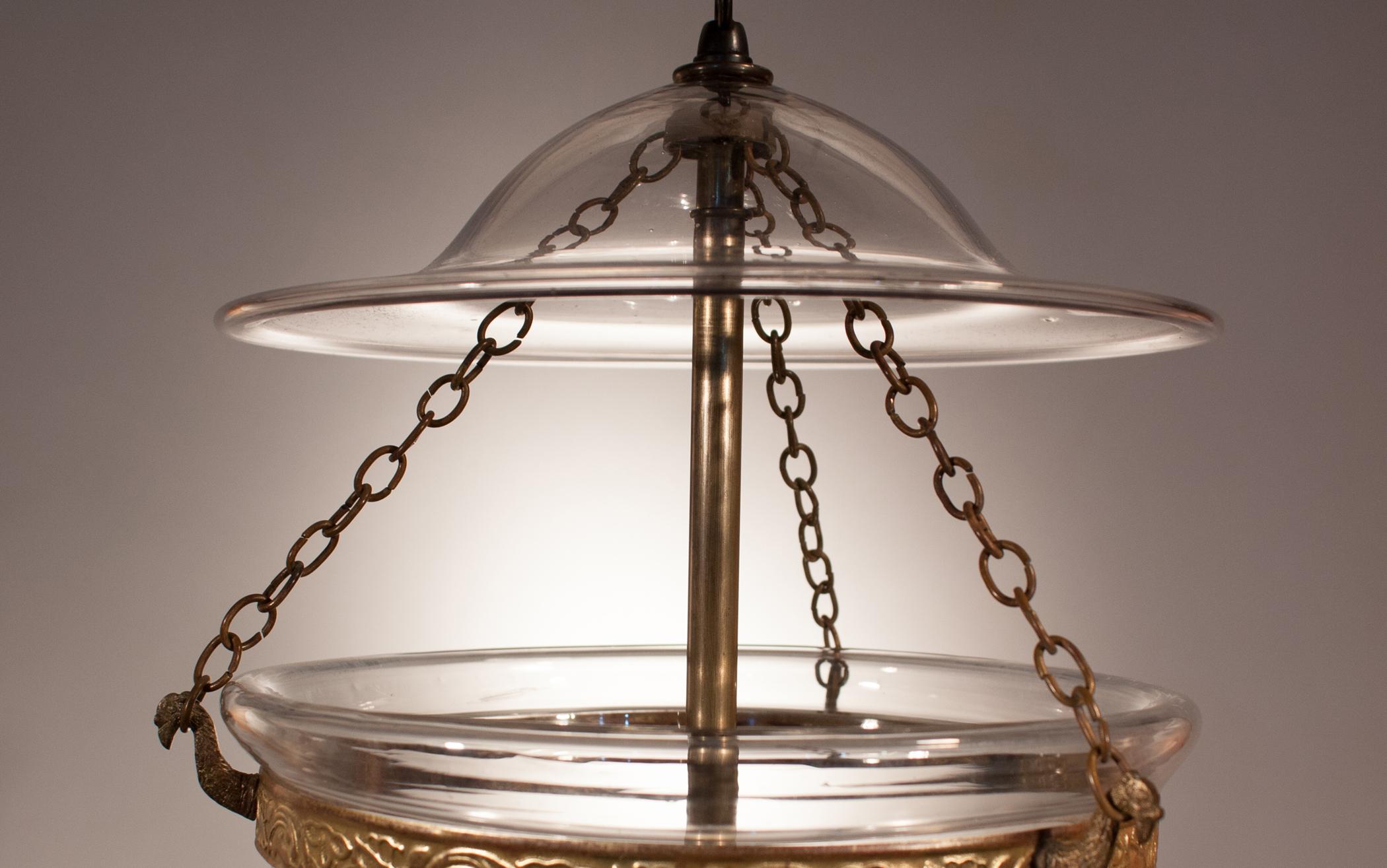 Antique Bell Jar Lantern with Trellis Etching 1