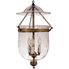 Antique Bell Jar Lantern with Trellis Etching