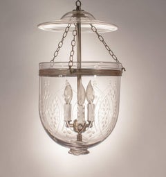 19th Century English Bell Jar Lantern with Wheat Etching