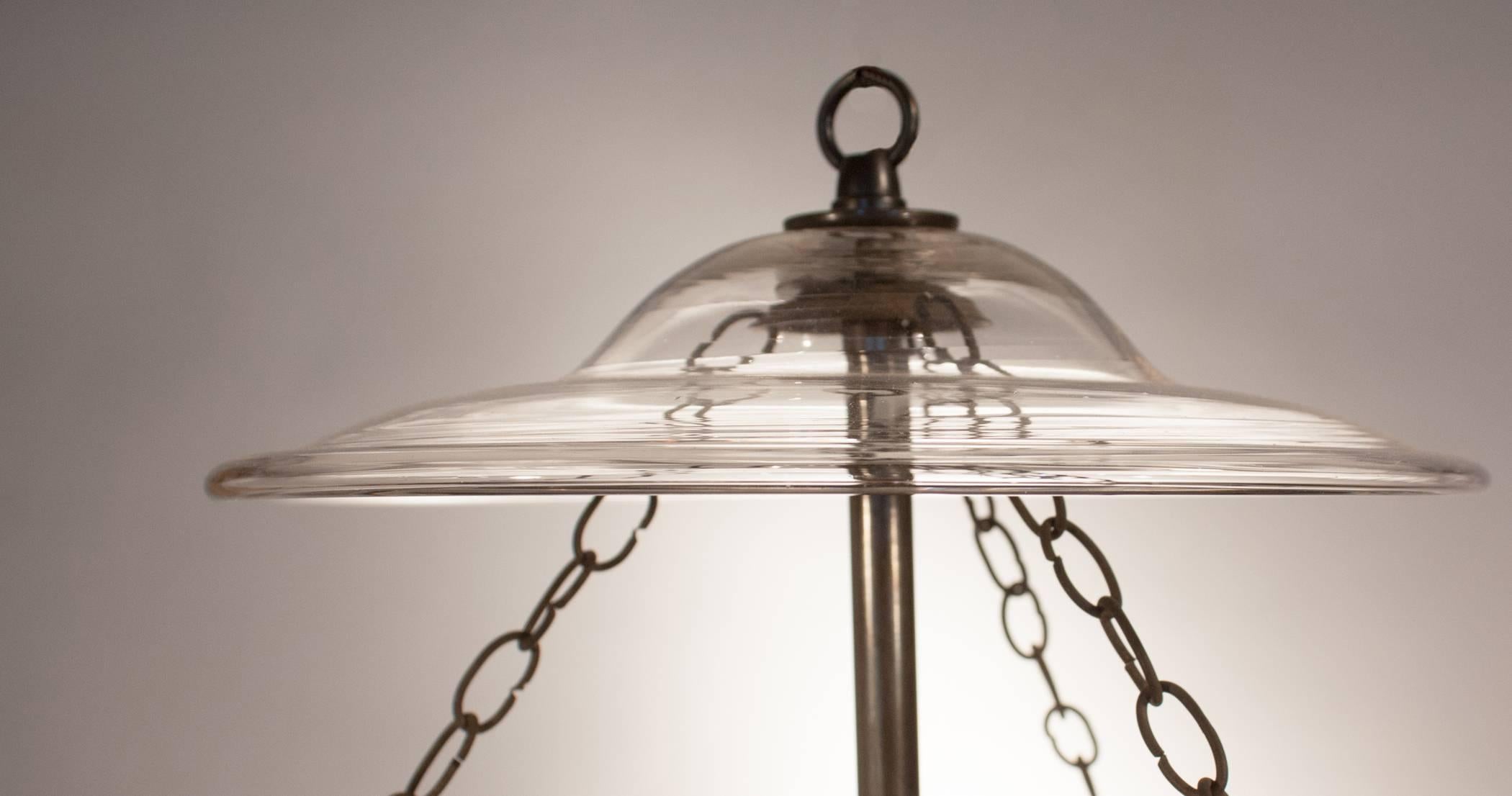 19th Century English Bell Jar Lantern with Wheat Etching 3