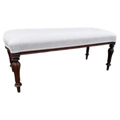 19th Century English Bench, Newly Upholstered, Antique Furniture