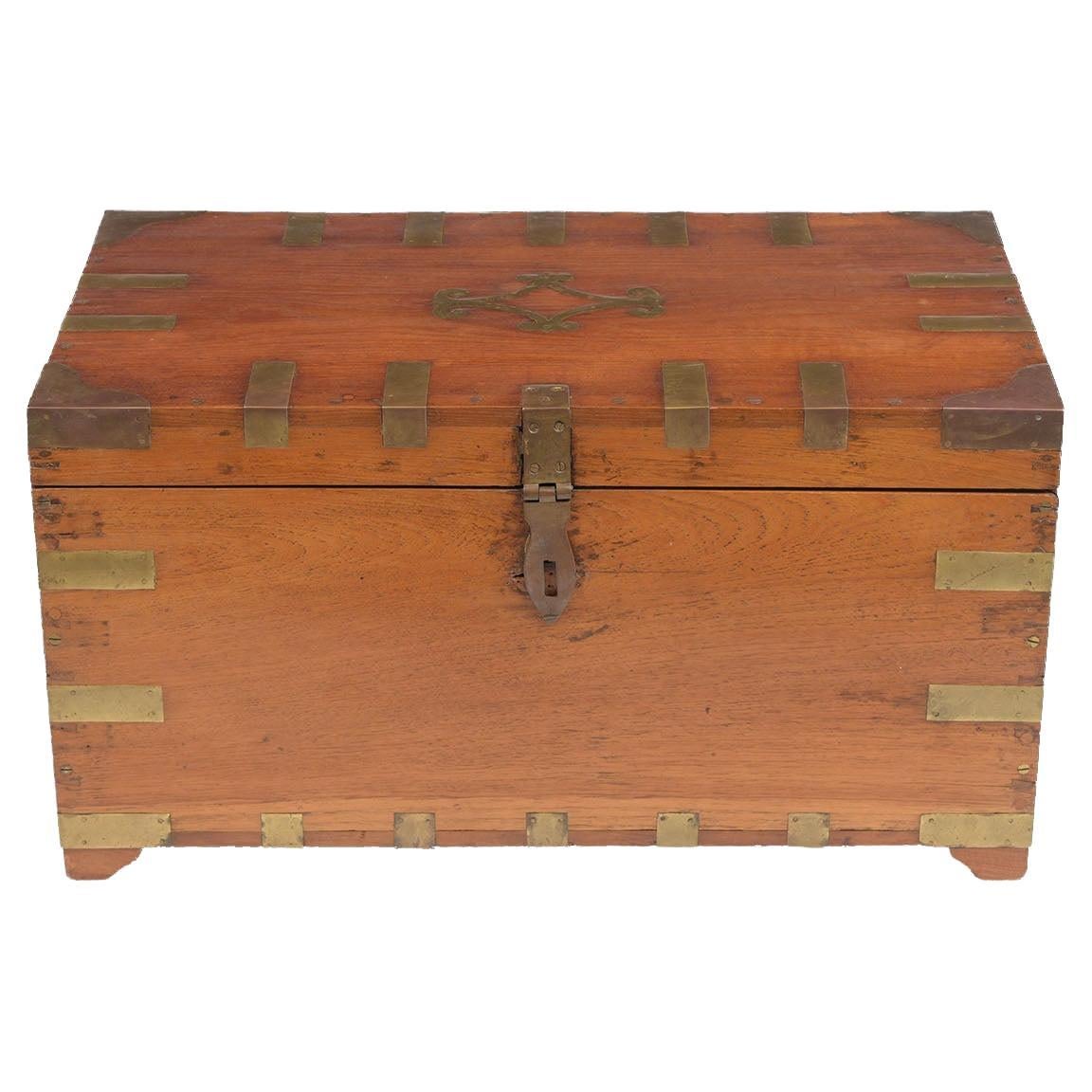 19th Century English Birch Wood Coffer with Patina Finish For Sale