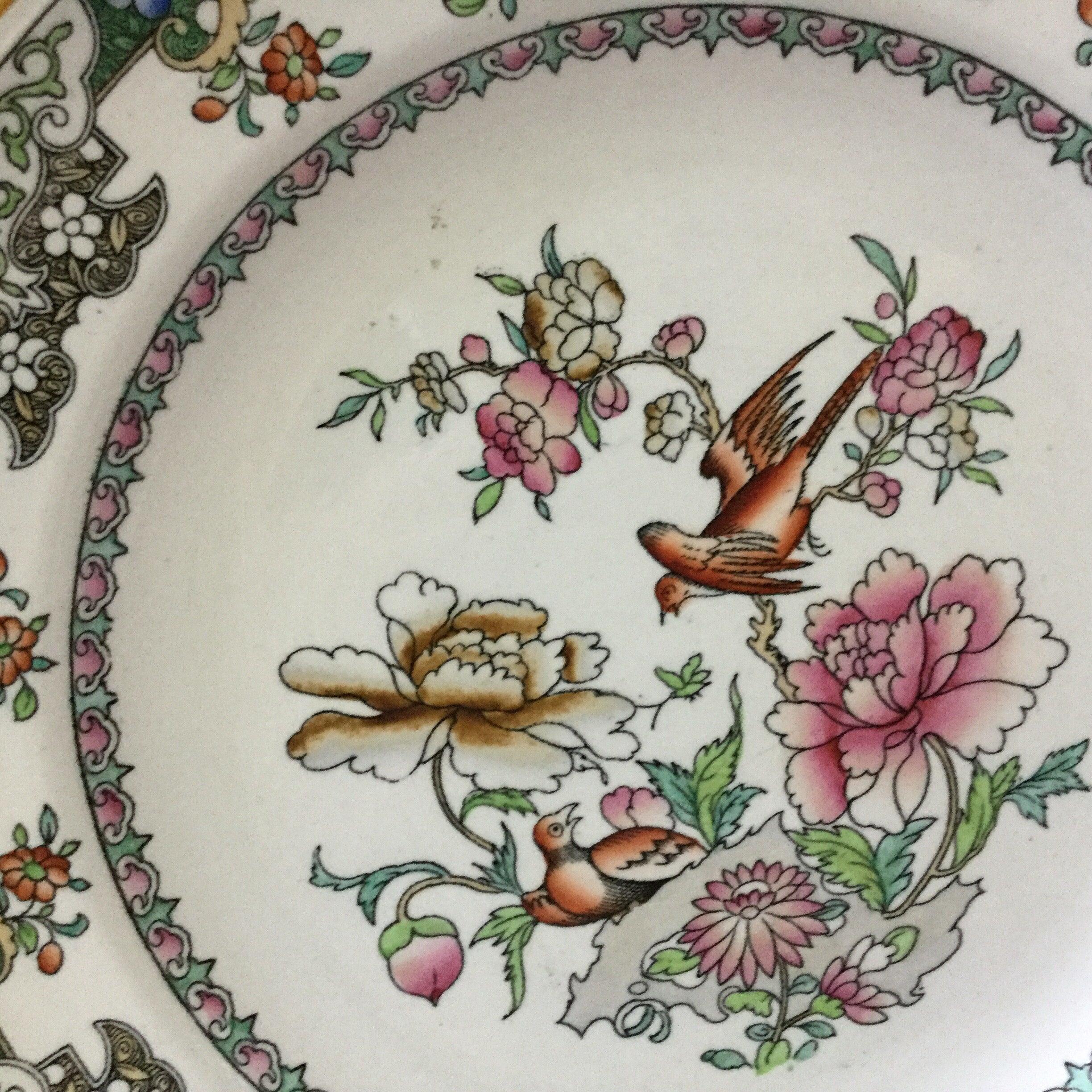 Chinoiseries assiette anglaise du 19ème siècle en forme d'oiseaux & Fleurs Minton