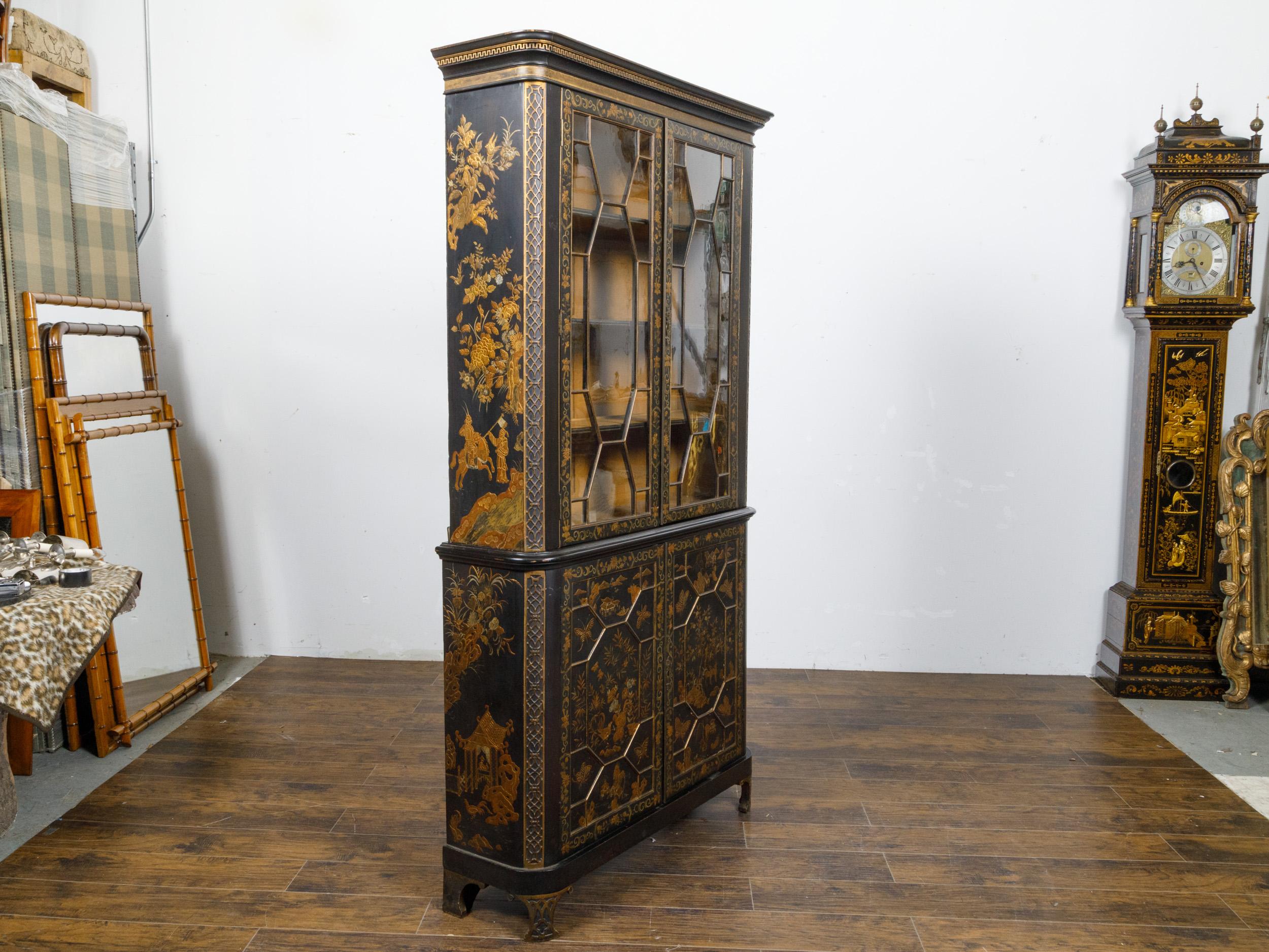black and gold bookcase