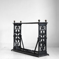 19th Century English Black Cast Iron Stick Stand in Coalbrookdale Style