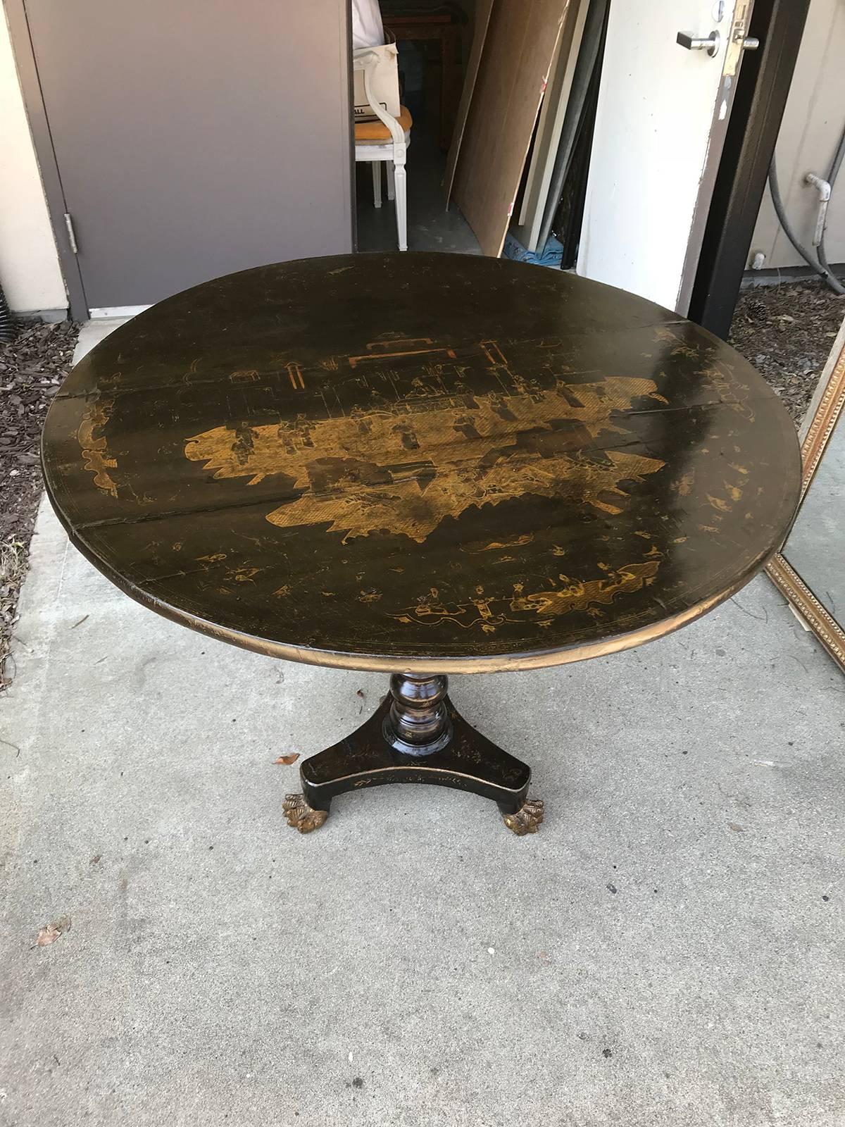 19th Century English Black Chinoiserie Centre Table In Good Condition In Atlanta, GA