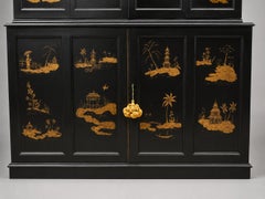 19th Century, English Black Chinoiserie Decorated Bi-Fold Door Cabinet