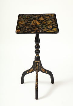 19th Century English Black Japanned and Shell Decoupaged Occasional Table