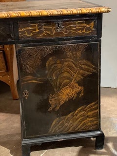19th Century English Black Lacquered Coromandel Writing Desk