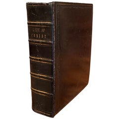 19th Century English Black Leather Bound with Gilt "Life of Christ" Dated 1857