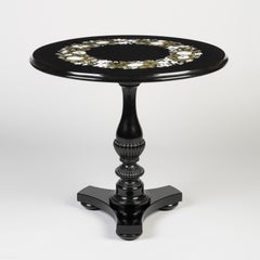 19th Century English Black Marble & Hardstone Inlaid Table by Thomas Woodruff