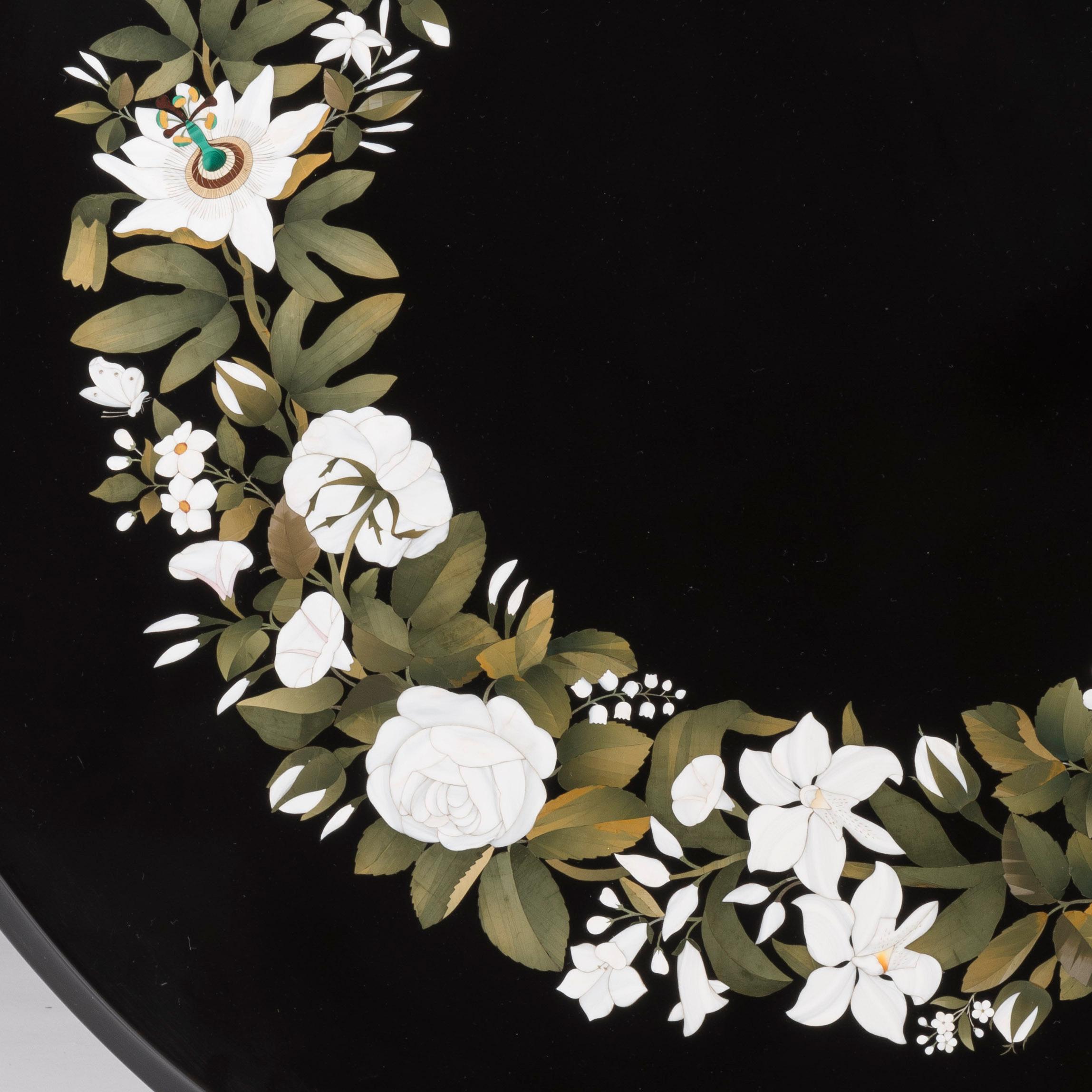 19th Century English Black Marble & Hardstone Inlaid Table by Thomas Woodruff For Sale 2
