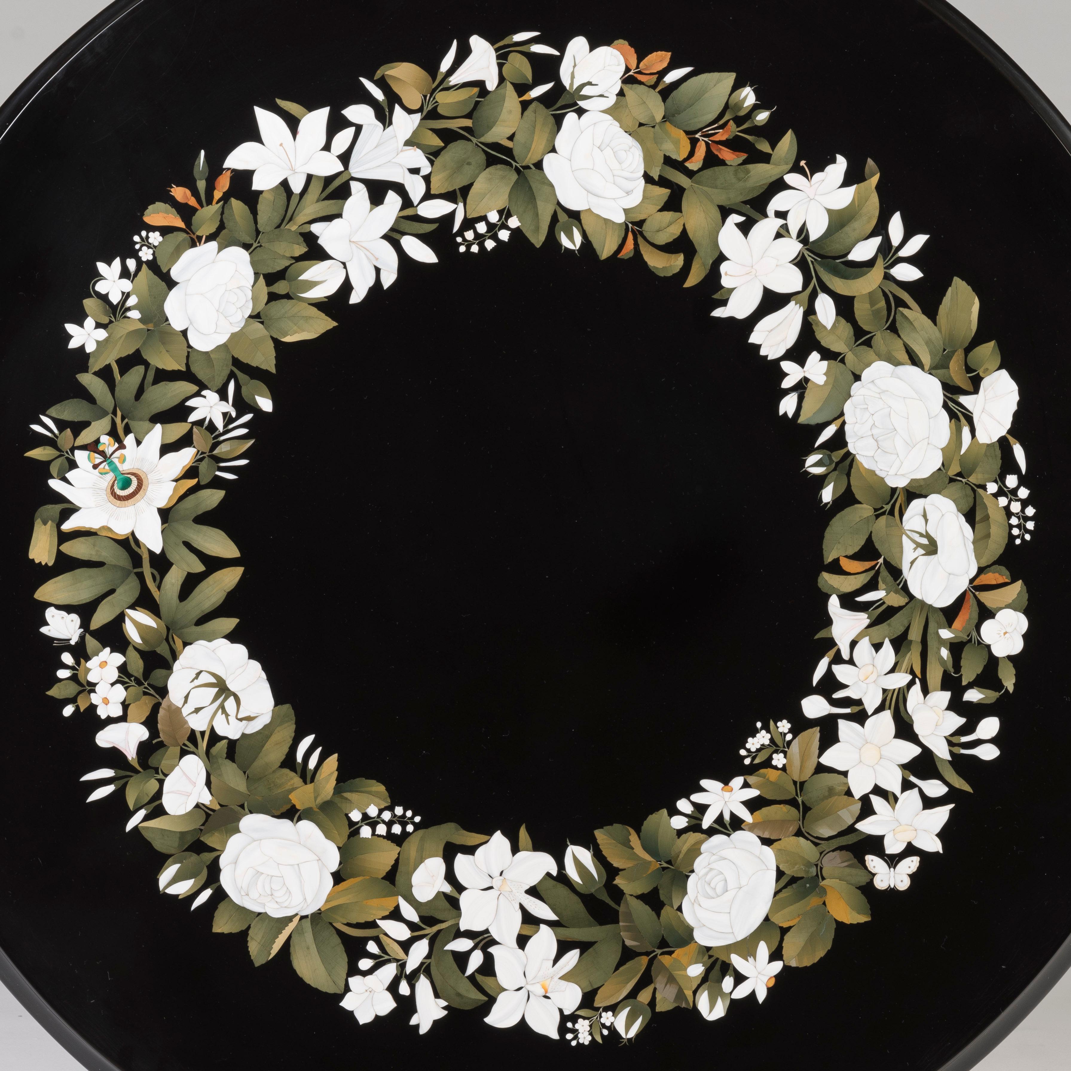 19th Century English Black Marble & Hardstone Inlaid Table by Thomas Woodruff For Sale 4