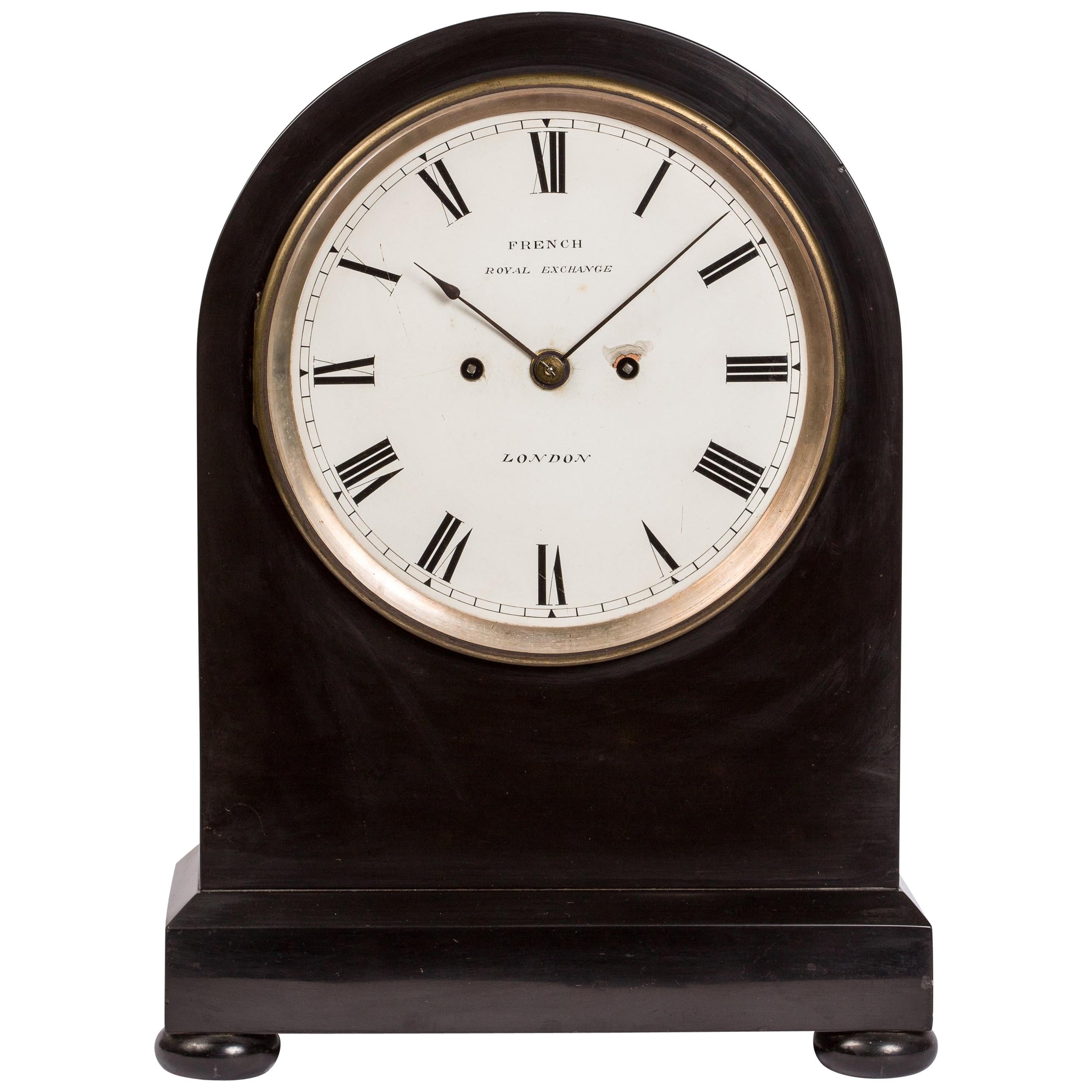 19th Century English Black Slate/ Marble Mantel Clock by James Moore French