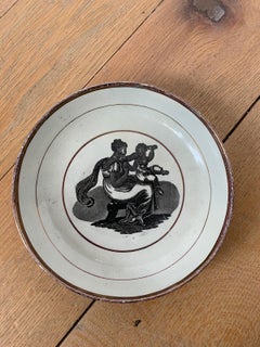19th Century English Black Transfer and Pink Luster Ware Bowl, Unmarked