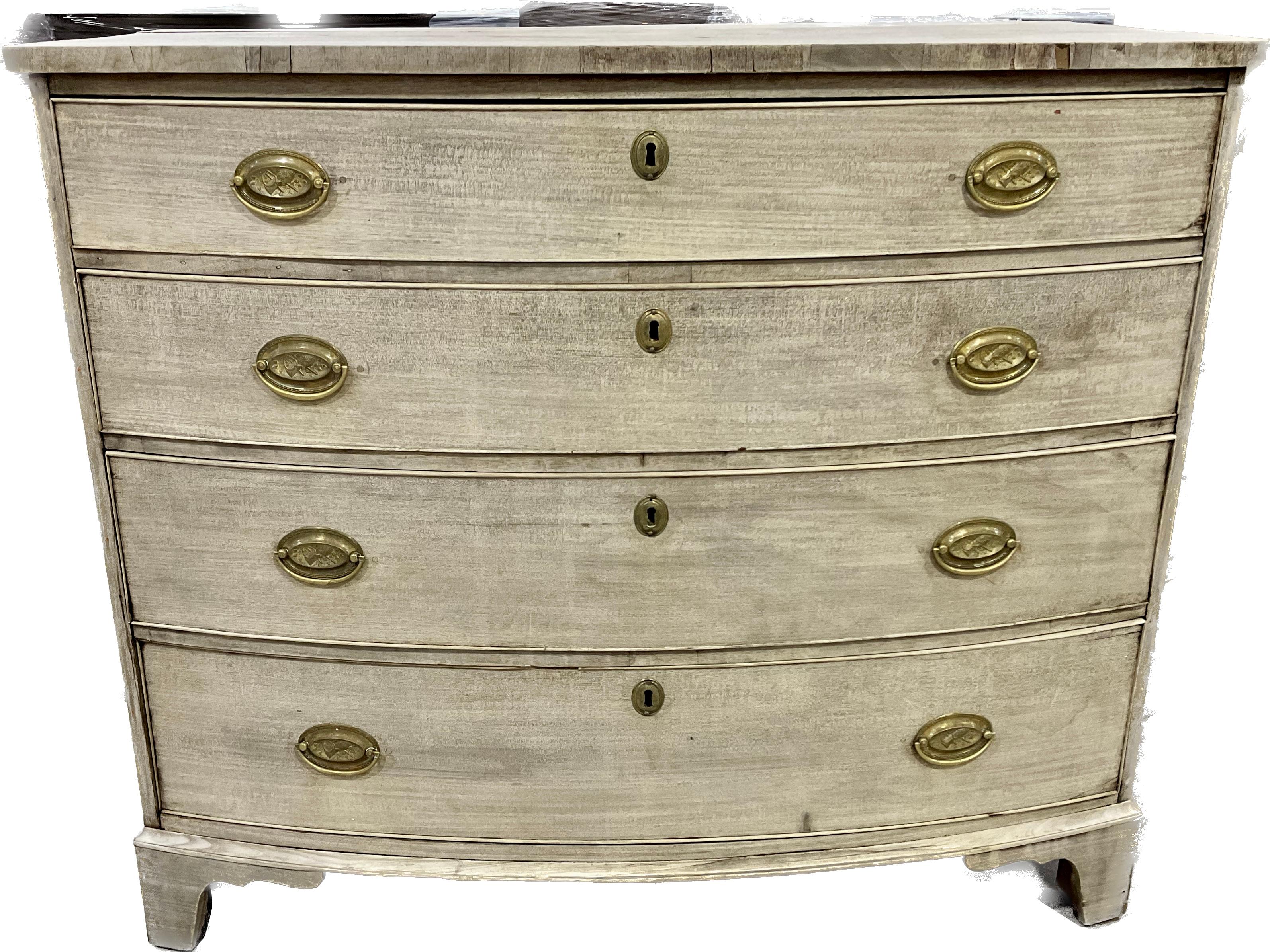 19th Century English Bleached Mahogany Bowfront Chest of Drawers 5