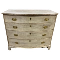 19th Century English Bleached Mahogany Bowfront Chest of Drawers