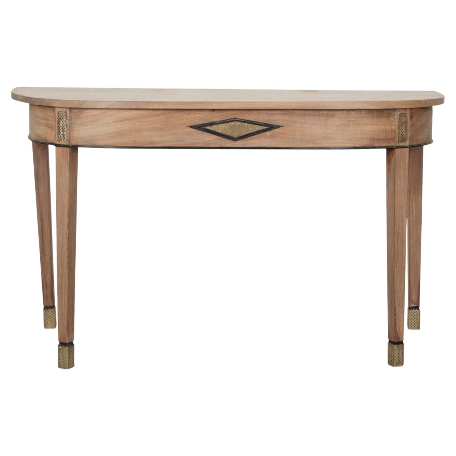 19th Century English Bleached Mahogany D Shaped Console Table