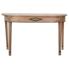 19th Century English Bleached Mahogany D Shaped Console Table