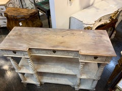 19th Century English Bleached Mahogany Server with Barley Twist Legs