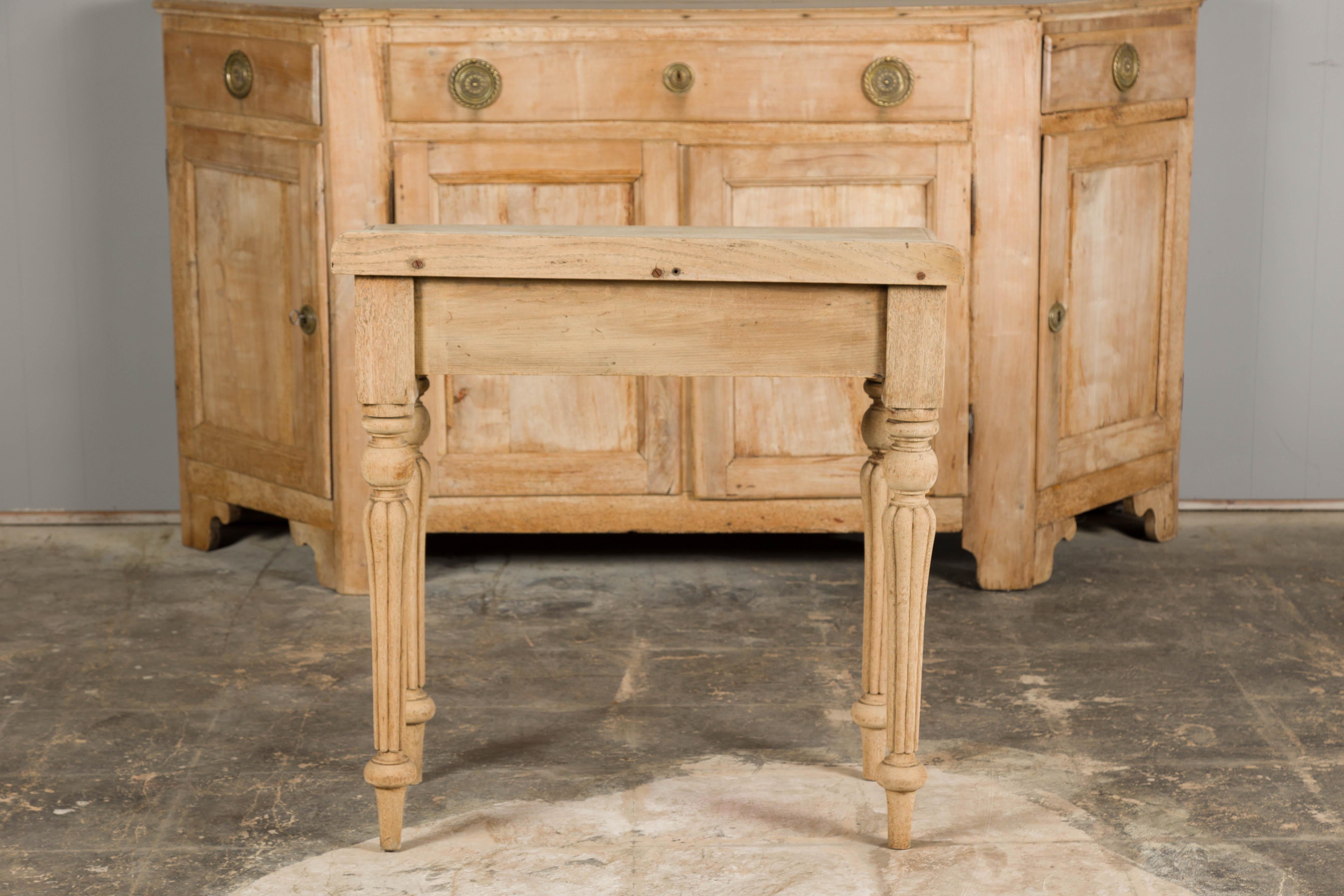 19th Century English Bleached Oak Side Table with Carved Shield Motif For Sale 16