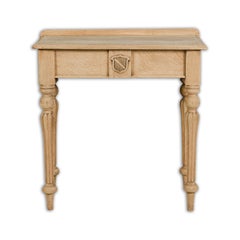 19th Century English Bleached Oak Side Table with Carved Shield Motif